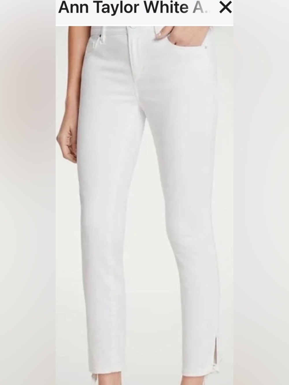 Ann Taylor White Cropped Ankle Jeans with Hem Ties casual capsule classic